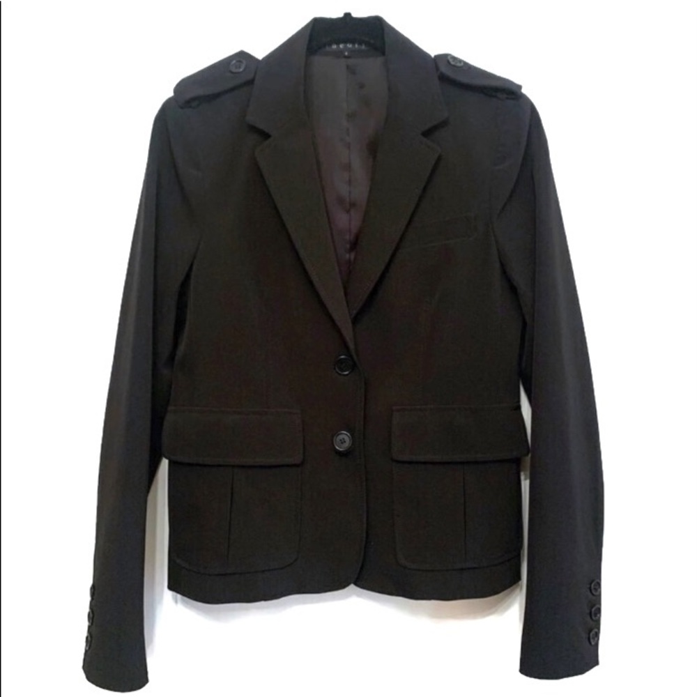 Theory Black Jacket with Shoulder Tabs-Size 4